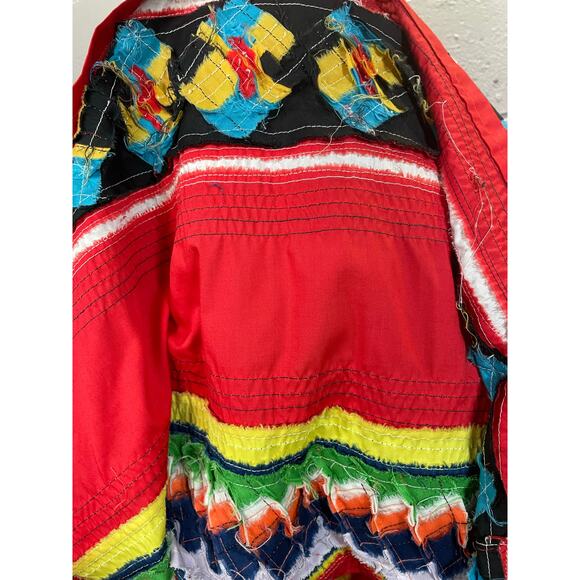 Vintage 1940s 50s Seminole Native American Patchwork Skirt Rick-Rack Red Maxi 0 - Picture 7 of 10